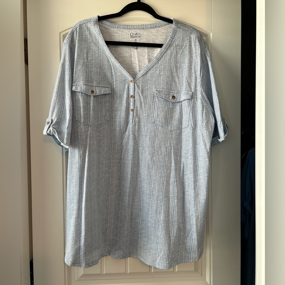 Croft & Barrow 3x Short Sleeve Gray Cotton Tee
